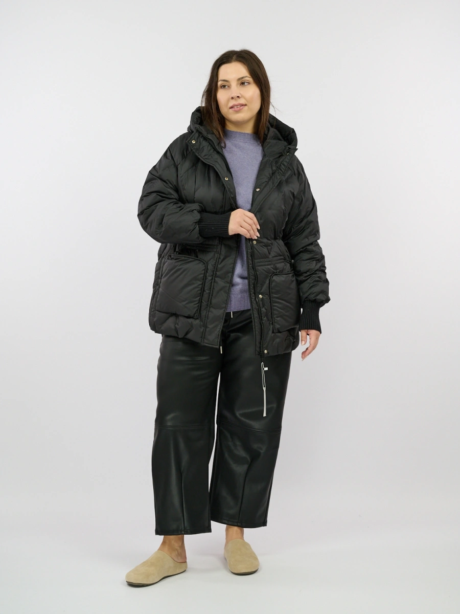 Стёганая пуховая куртка с капюшоном, размеры 50-54 фото 2
