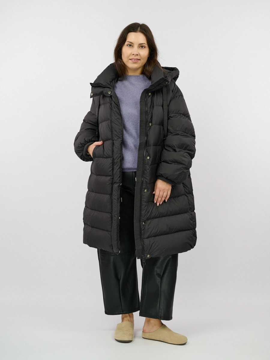 Длинное пуховое пальто с регулируемой талией, размеры 48-54 фото 51