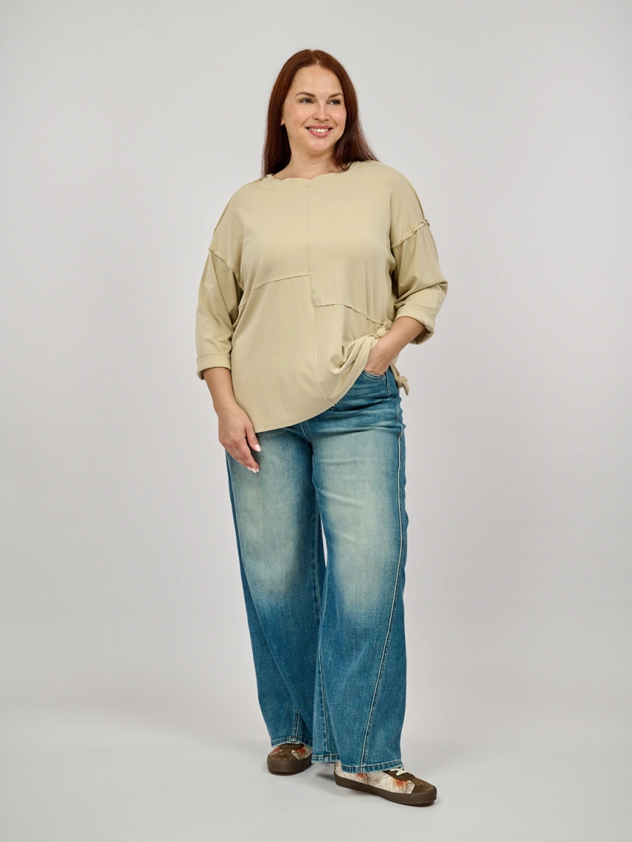 Лонгслив из вискозы с декоративными швами, размеры 50-58 фото 48