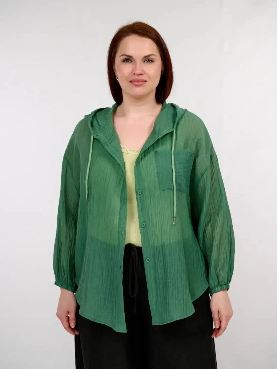 Пыльник рубашка 8026 Размер 50-58 (изумруд) уценка фото 2