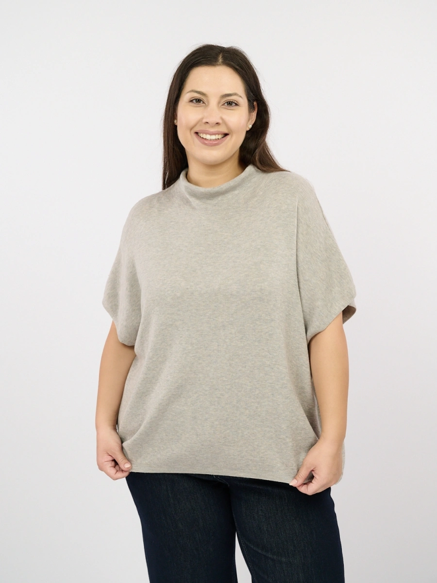 Свободный джемпер с шерстью мериноса, размеры 48-58 фото 1