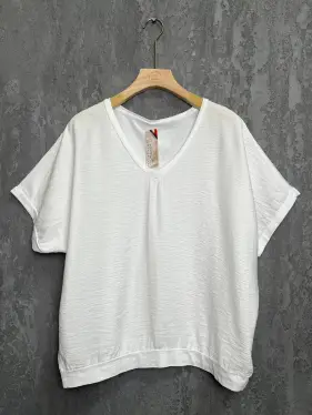 Блуза Италия с v-вырезом 48-58 р. 23038-12 (белый)Уценка