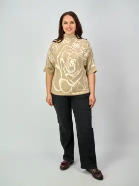 Джемпер "Цветочный принт" 0922 Размер 46-54