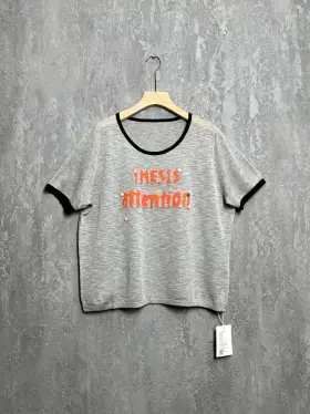 10838 Джемпер с принтом 23007 размер 50- 58 (серый) Уценка