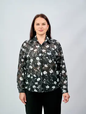 Блуза в цветочек 135-5 Размер 50-58