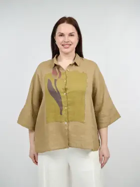 Льняная рубашка с тюльпаном 8342 Размер 50-58