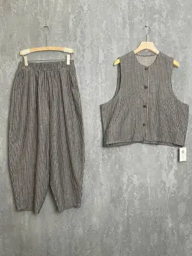 Брючный костюм льняной ЭттоПлюс увеличенный размер 01