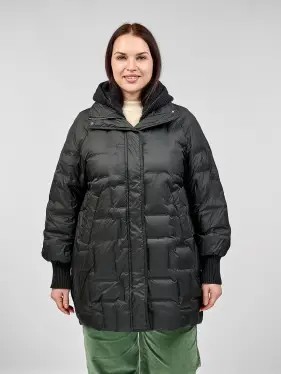 Пальто с вязаным капюшоном №2 8893 Размер 50-56