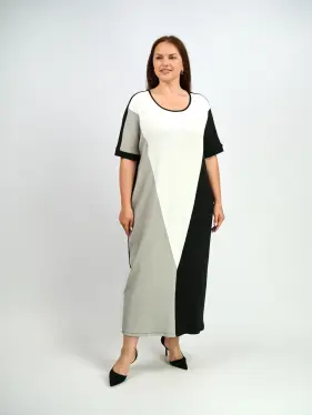 Платье три цвета ЭттоПлюс 34185 размер 54- 56