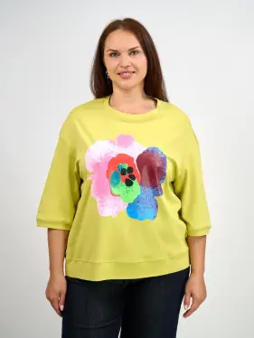 Лонгслив Цветы 25001 ЭттоПлюс Размер 50-58