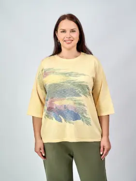 Джемпер облегченный с принтом 1006 Размер 50-58