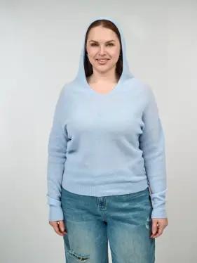 Шерстяной джемпер с капюшоном 25676 Размер 46-54