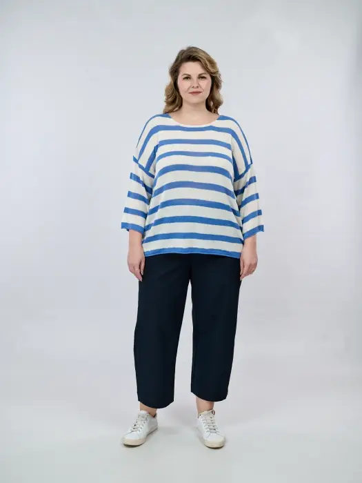 Джемпер облегченный в полоску ЭттоПлюс 25107 Размер 54-58