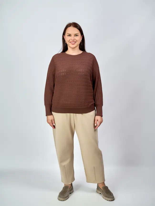 Джемпер "Ажурная вязка"ЭттоПлюс 6767 Размер 54-60 фото 23