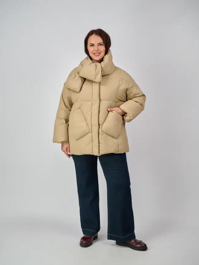 Пуховик женский с шарфом 8358 Размер 50-58 фото 92