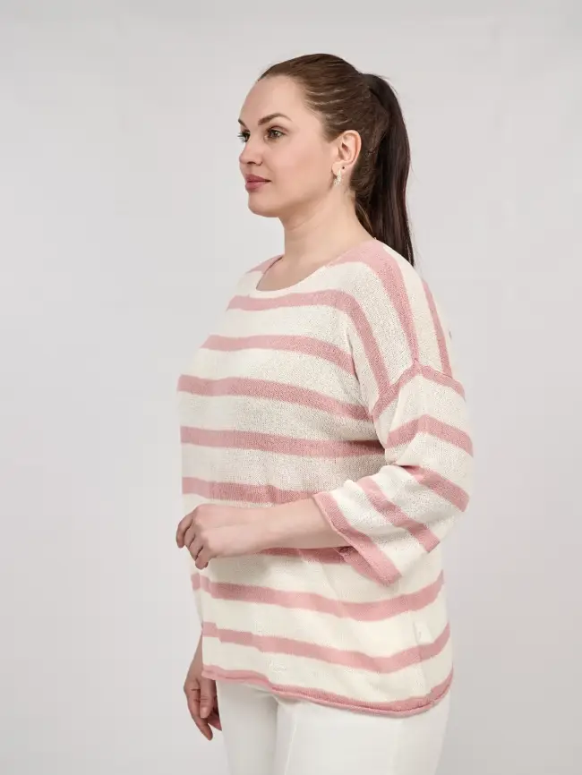 Джемпер облегченный в полоску ЭттоПлюс 25107 Размер 54-58 фото 34