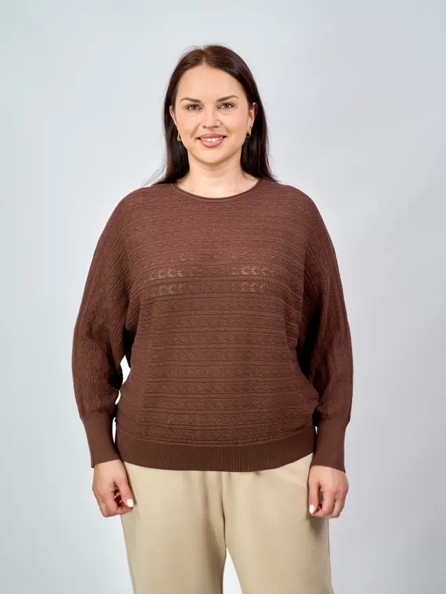 Джемпер "Ажурная вязка"ЭттоПлюс 6767 Размер 54-60 фото 3