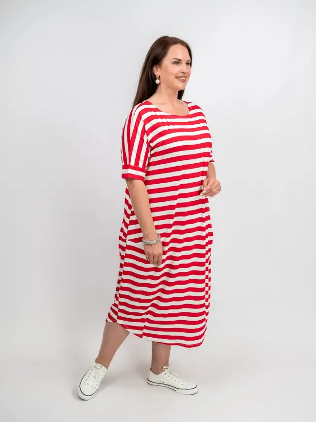 Платье в полоску ЭттоПлюс 0032 размеры 52- 56 фото 32