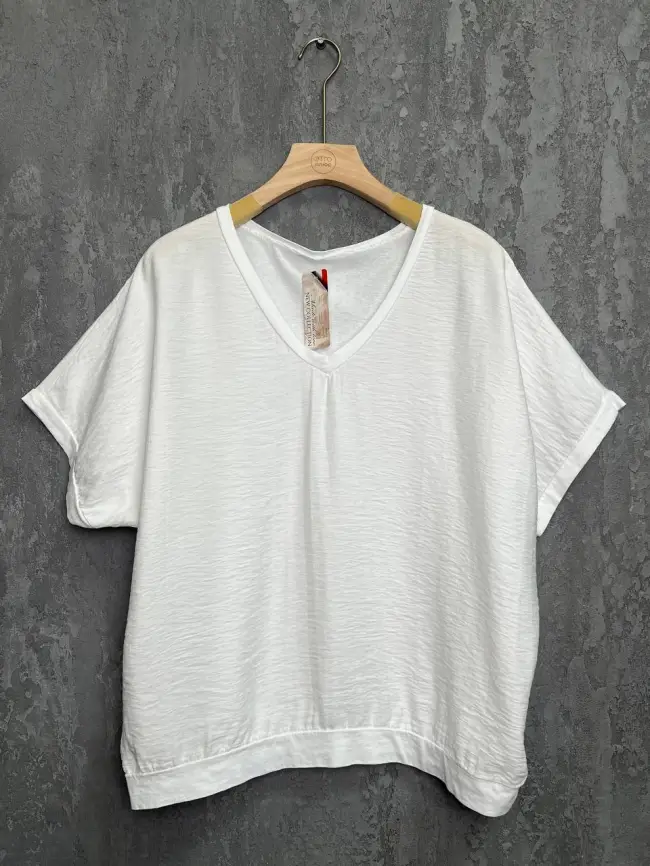 Блуза Италия с v-вырезом 48-58 р. 23038-12 (белый)Уценка фото 1