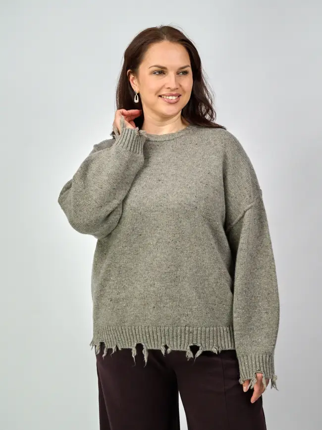 Джемпер рваный оверсайз 58196 Размер 48-58 фото 1