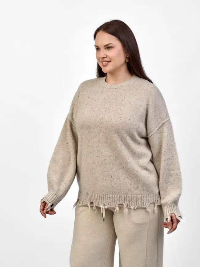 Джемпер рваный оверсайз 58196 Размер 48-58 фото 31