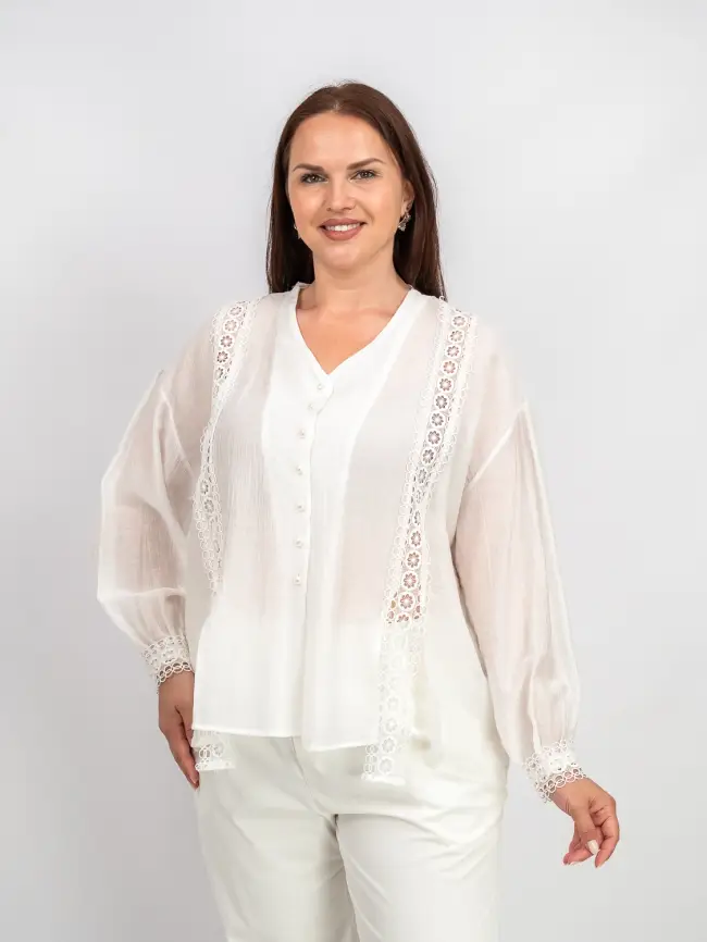 Блуза с разрезами 7704 Размер 50-58 фото 2