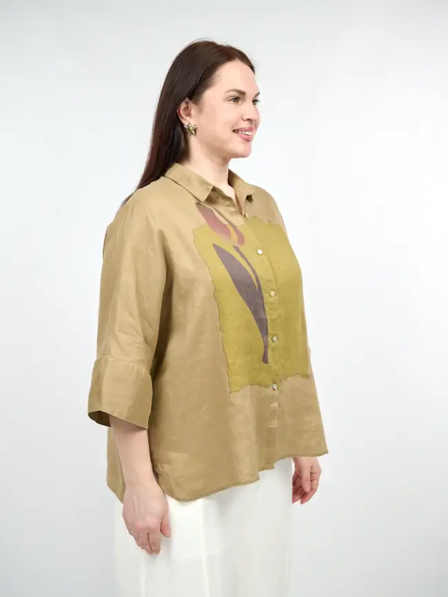 Льняная рубашка с тюльпаном 8342 Размер 50-58 фото 20