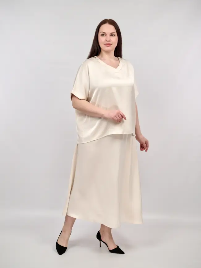 Блуза с v-вырезом ЭттоПлюс 1003 Размеры 50-58 фото 6