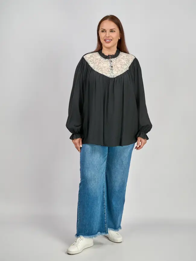 Блуза с гипюром 8013 размер 50- 58 фото 3
