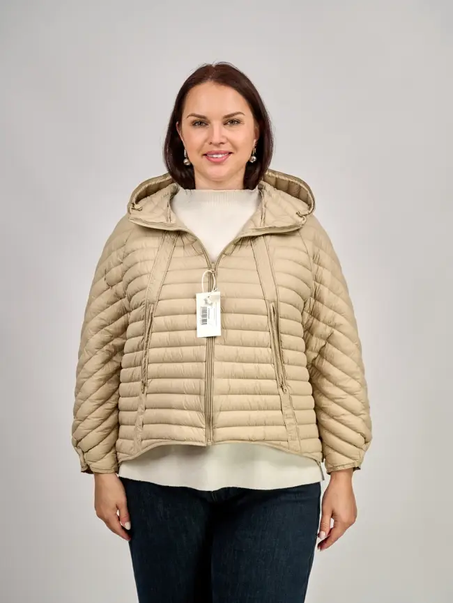 Куртка пуховая 8184 Размер 48-58(капучино) Уценка фото 1