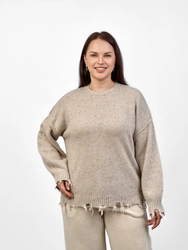 Джемпер рваный оверсайз 58196 Размер 48-58 фото 19