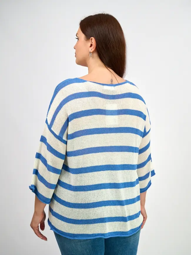 Джемпер облегченный в полоску ЭттоПлюс 25107 Размер 54-58 фото 8