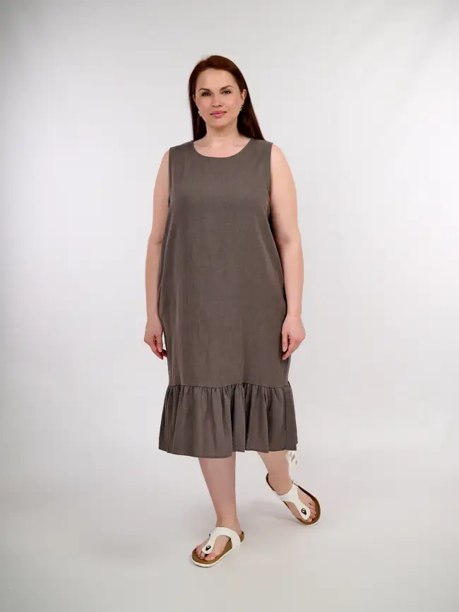 Сарафан волан лен 23300 Размер 54-58 фото 22