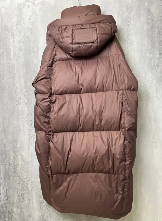 Пуховое пальто с кожаной вставкой 03741 Размер 48-54 фото 8