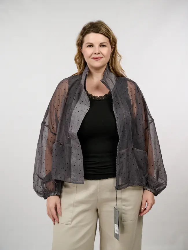 Ветровка-пыльник в горох 6703 Размер 50-58 фото 16