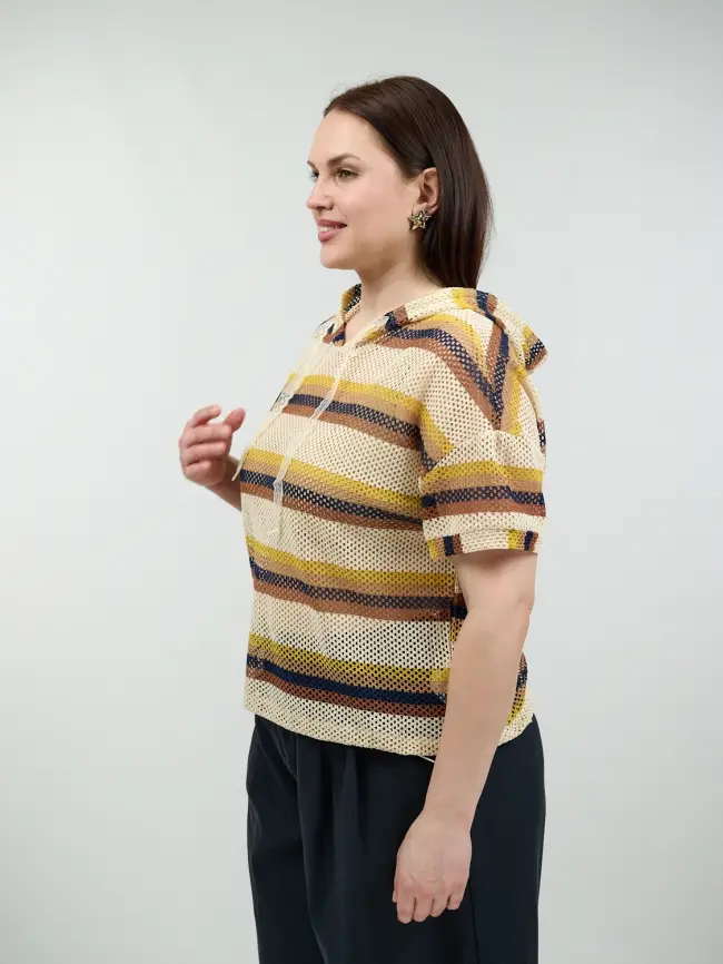 Толстовка сетка с капюшоном 87063 Размер 48-56 фото 7