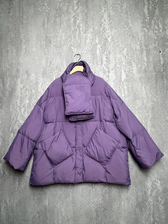 Пуховик женский с шарфом 8358 Размер 50-58 фото 46