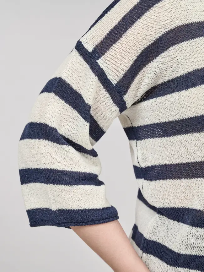 Джемпер облегченный в полоску ЭттоПлюс 25107 Размер 54-58 фото 49