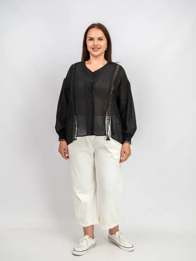 Брюки лето с рюшами 1239 размеры 48- 58 фото 3