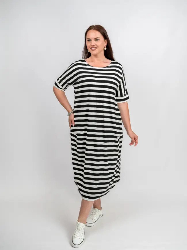 Платье в полоску ЭттоПлюс 0032 размеры 52- 56 фото 2