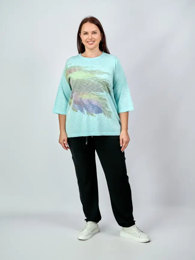 Джемпер облегченный с принтом 1006 Размер 50-58 фото 3