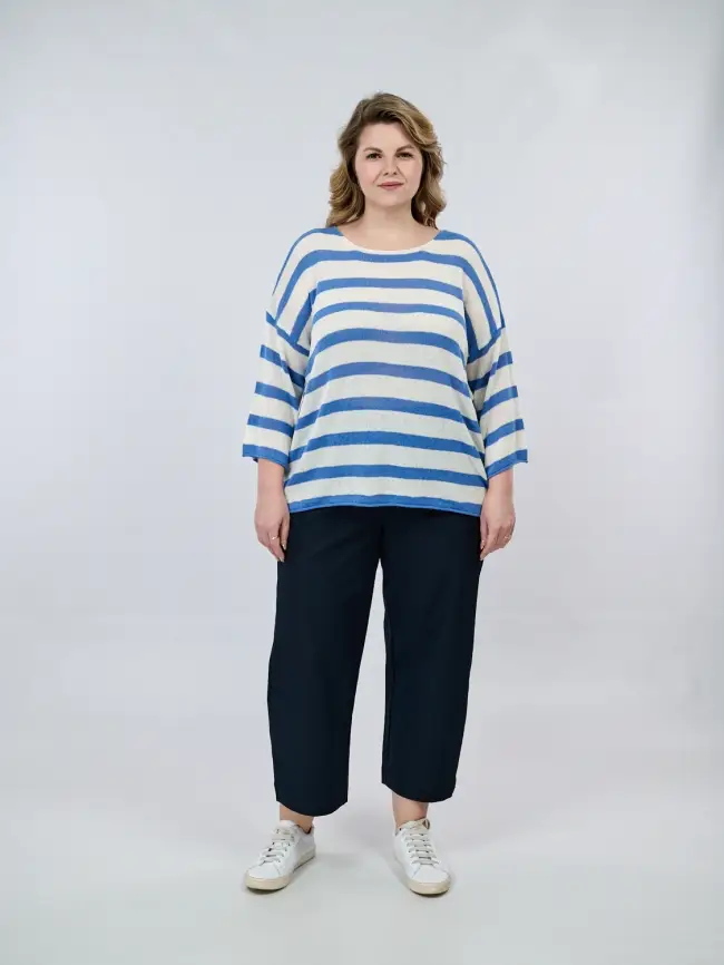 Джемпер облегченный в полоску ЭттоПлюс 25107 Размер 54-58 фото 1