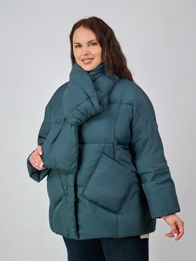 Пуховик женский с шарфом 8358 Размер 50-58 фото 18