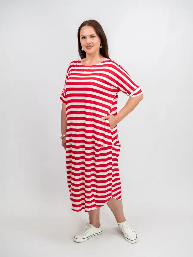 Платье в полоску ЭттоПлюс 0032 размеры 52- 56 фото 31