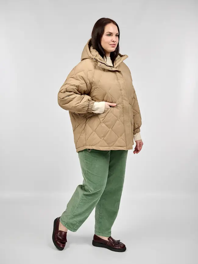 Стеганая куртка с капюшоном 8815 Размер 48-54 фото 56
