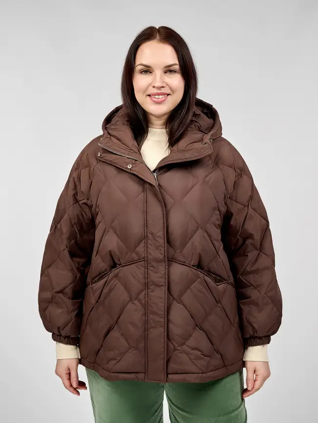 Стеганая куртка с капюшоном 8815 Размер 48-54 фото 2