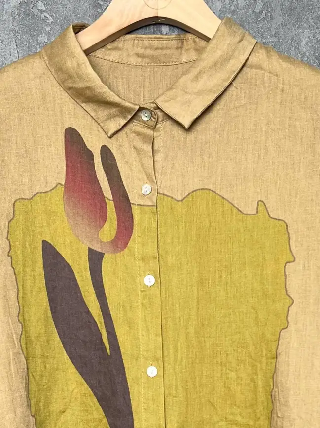 Льняная рубашка с тюльпаном 8342 Размер 50-58 фото 27