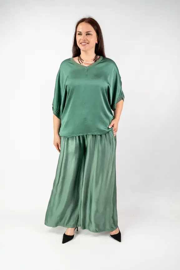 Блуза атлас Италия 84085 Размер 50-56 фото 1