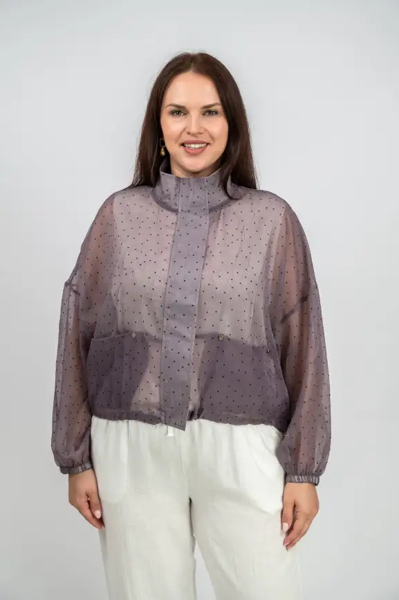 Ветровка-пыльник в горох 6703 Размер 50-58 фото 3