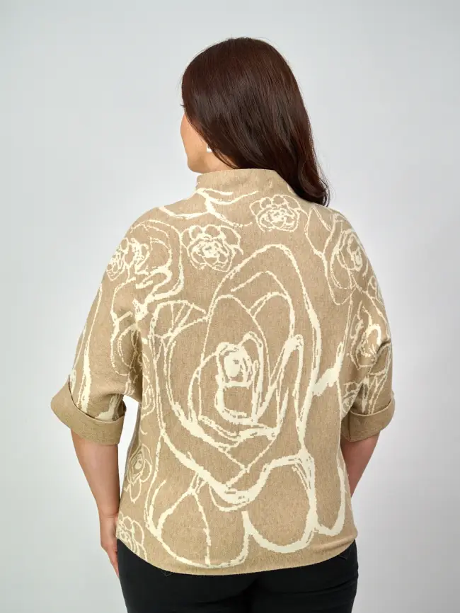 Джемпер "Цветочный принт" 0922 Размер 46-54 фото 7